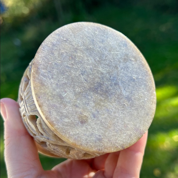 Vintage Boho Ornate Intricate Etched Handcarved Stone Votive Candle Holder - Picture 8 of 9